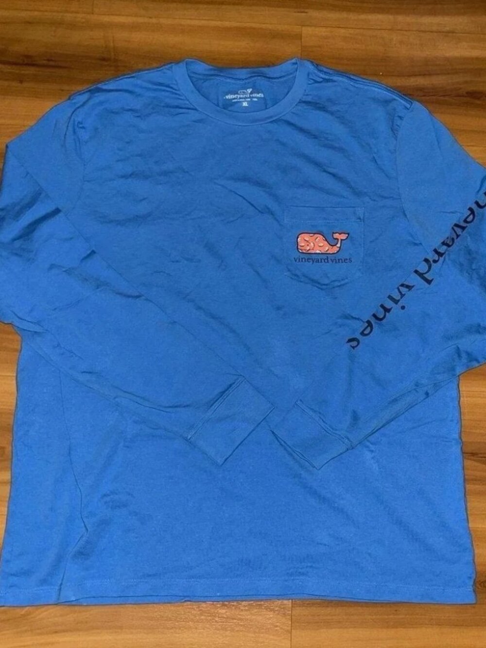 Mens Vineyard Vines Football Whale Long Sleeve Crewneck T-Shirt